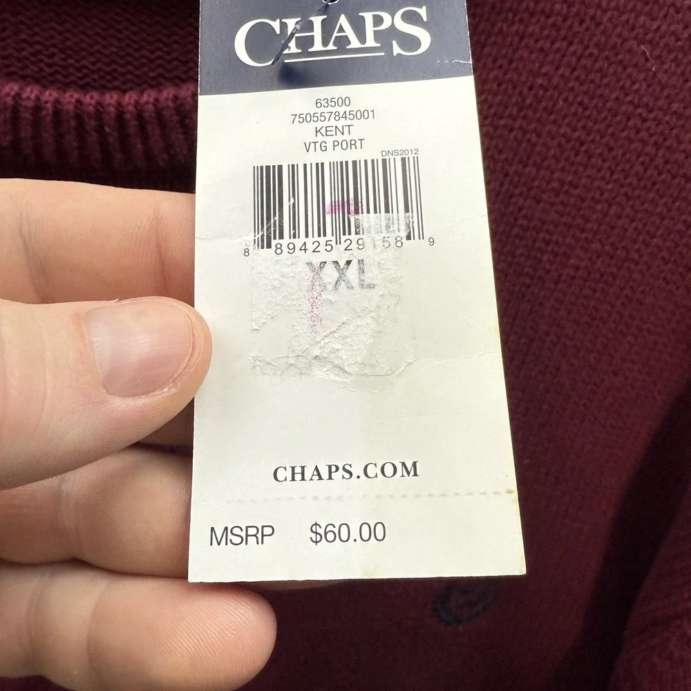 Chaps Sweater Adult 2XL XXL Burgundy Knit Crewneck Pullover‎ Preppy Mens NEW